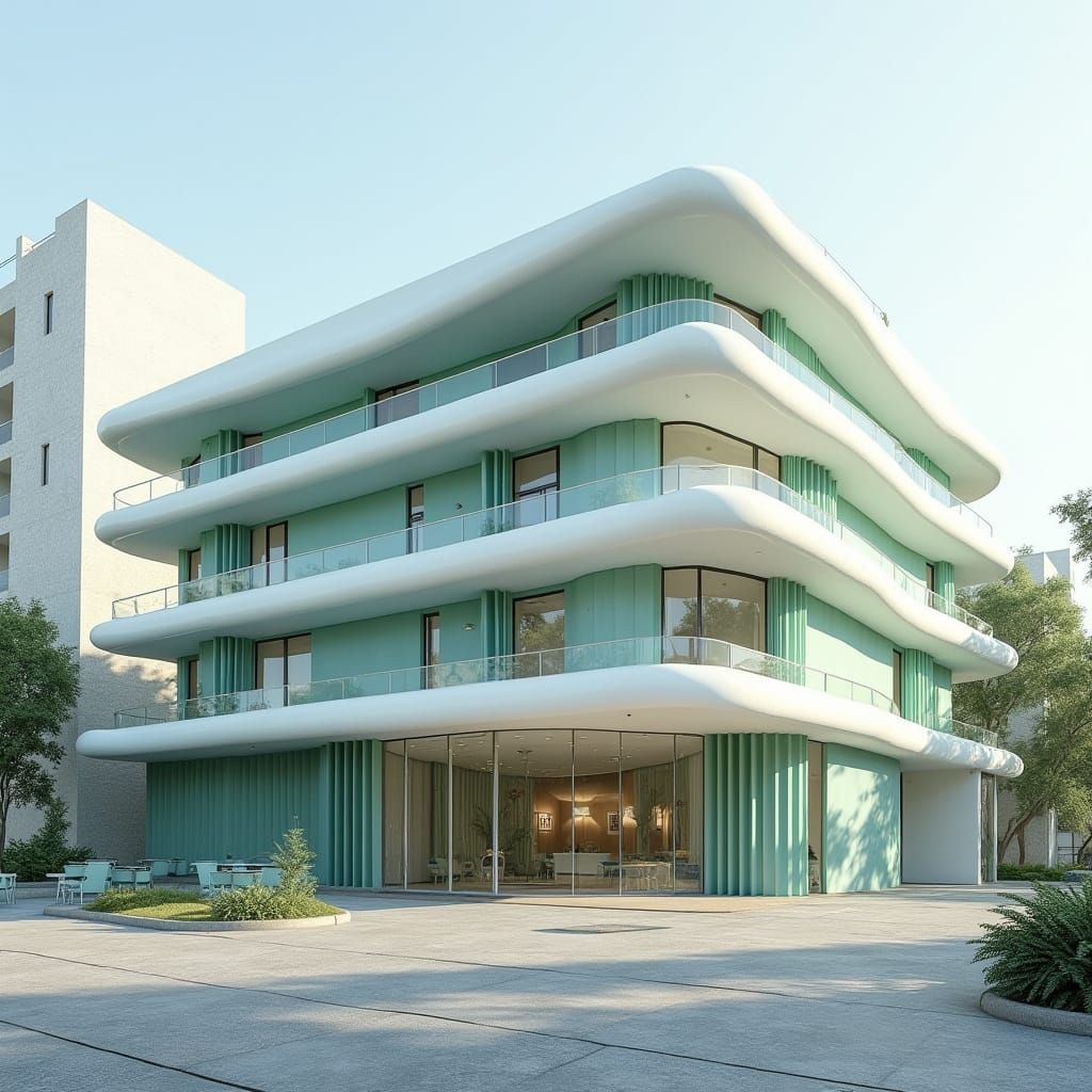 Modern Minimalist Art Deco Building for Autism Center