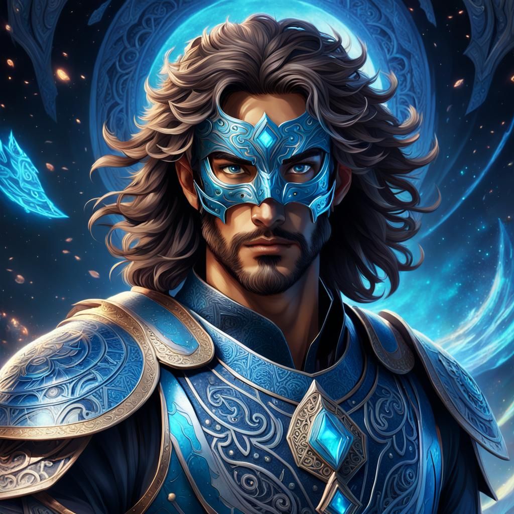 Demigod in Magical Armor Amidst Sanskrit Runes
