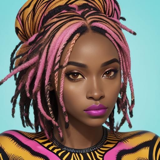 Abstract Expressionist Portrait of Woman in Zebra Print