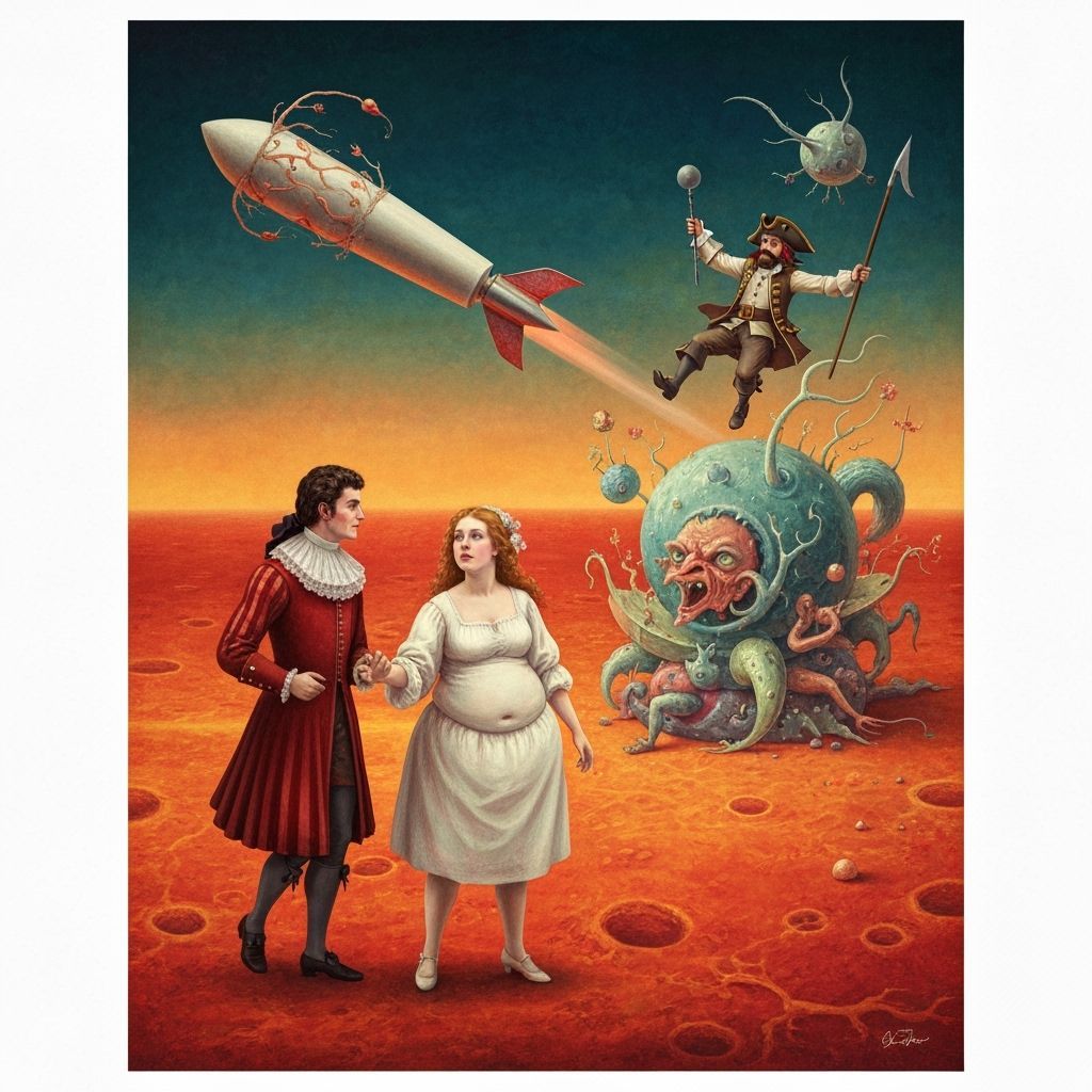 Baroque Cavalier Guides Girl to Venus Rocket