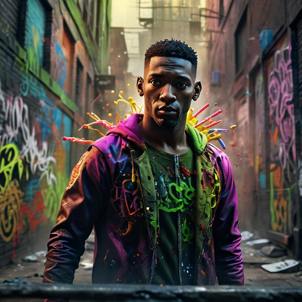 Hyperrealistic Lime Candyman in Graffiti Art Style