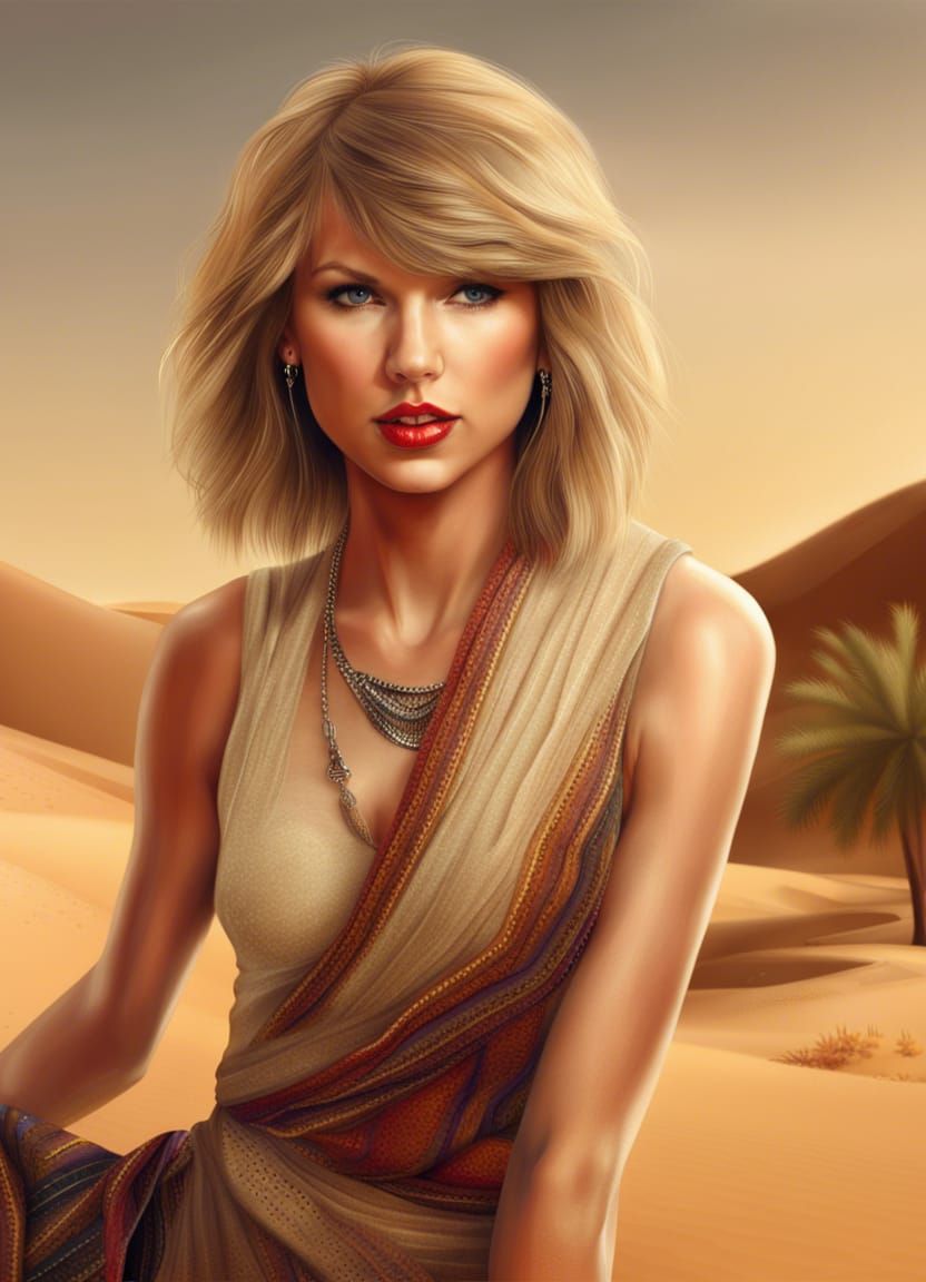 Photorealistic Taylor Swift Portrait in African Desert