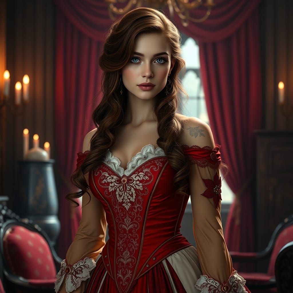 Elegant Lady in Medieval Fantasy Setting