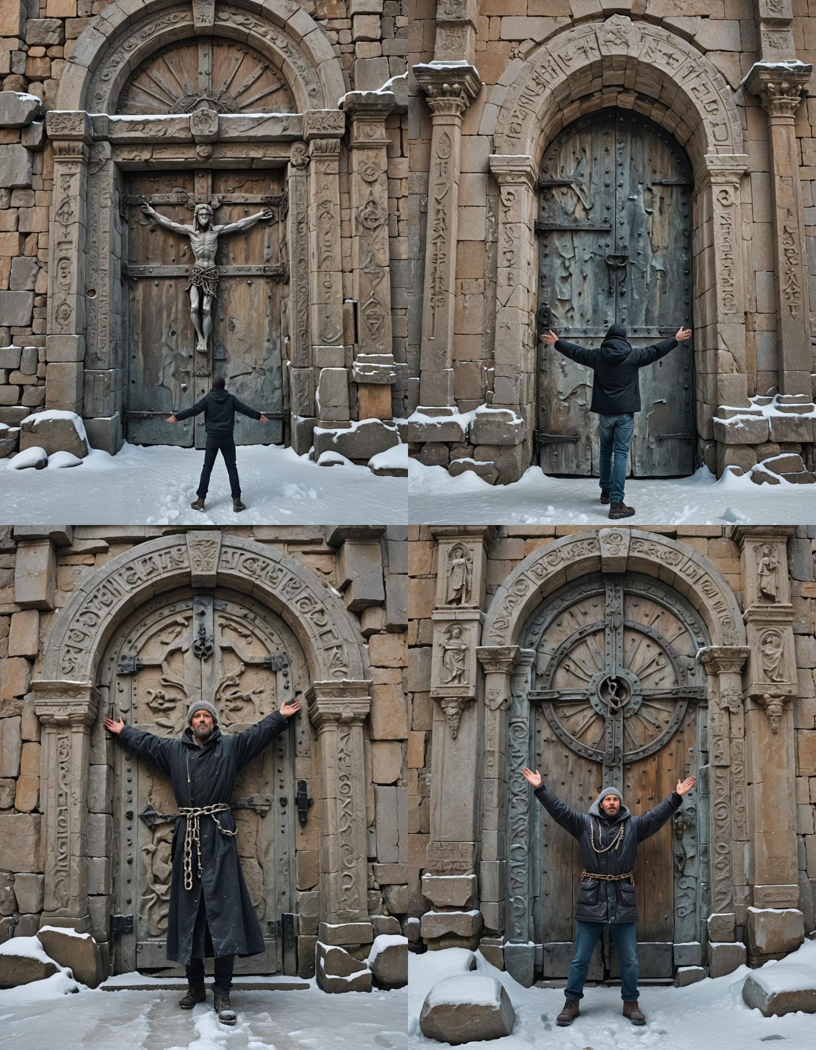 Stone Man Before Ancient Ice Door