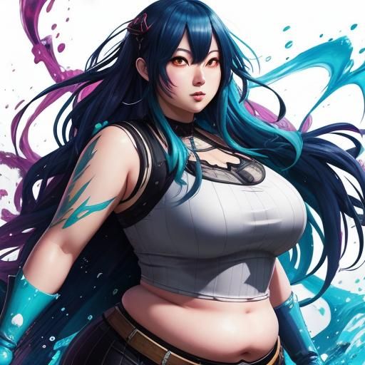 Detailed Hyperrealistic Anime Girl in Splash Art Style