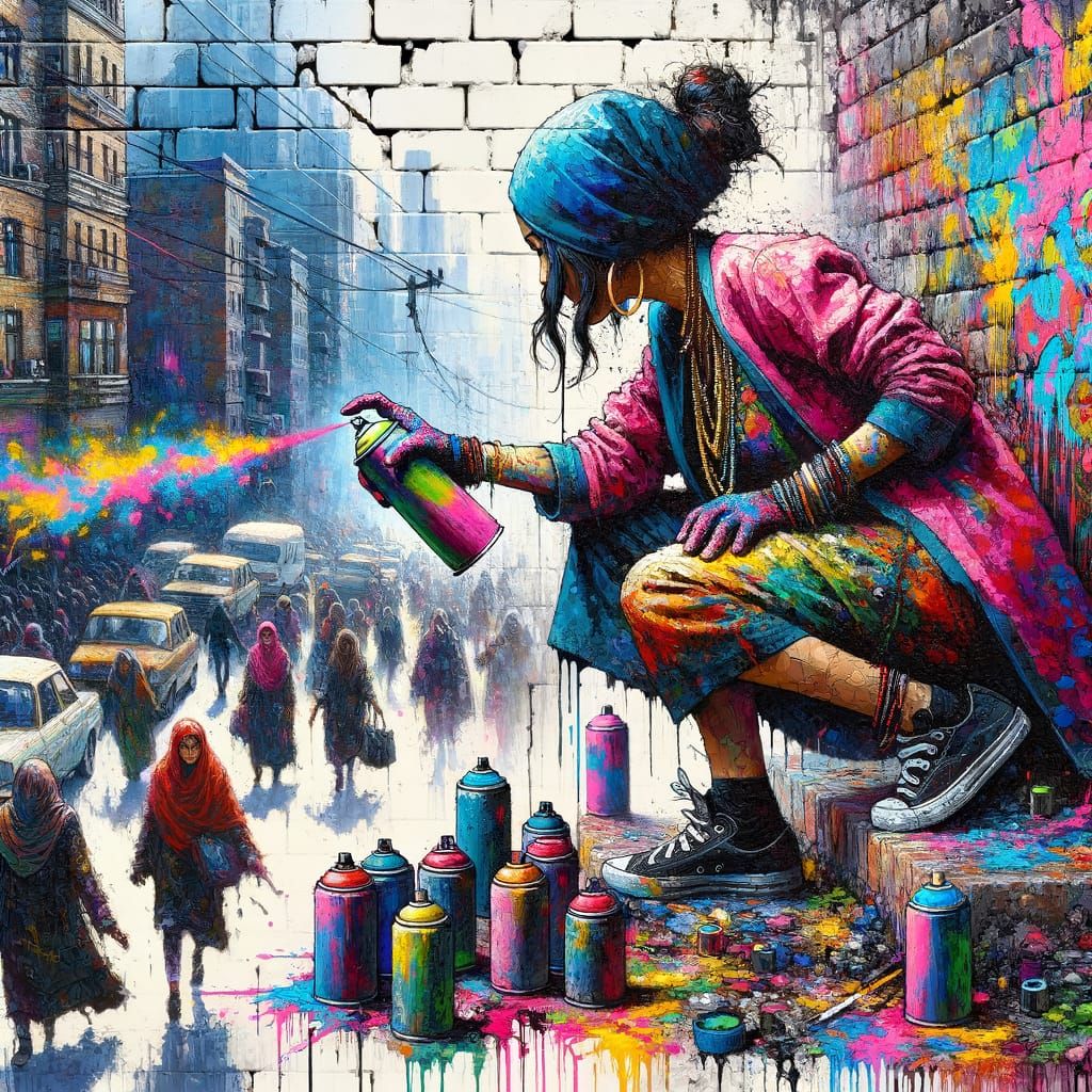South Asian Street Artist's Vibrant Mural