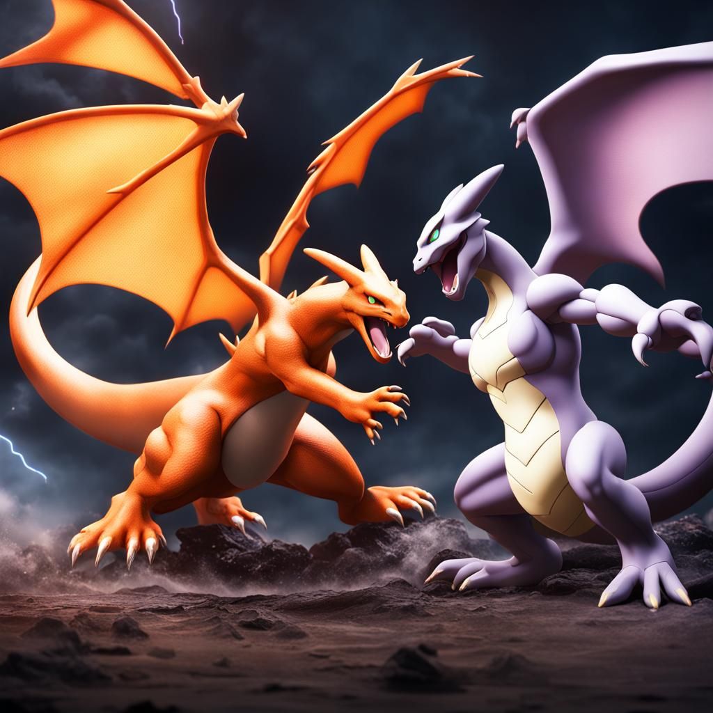 Charizard vs Mewtwo: Detailed Fantasy Battle