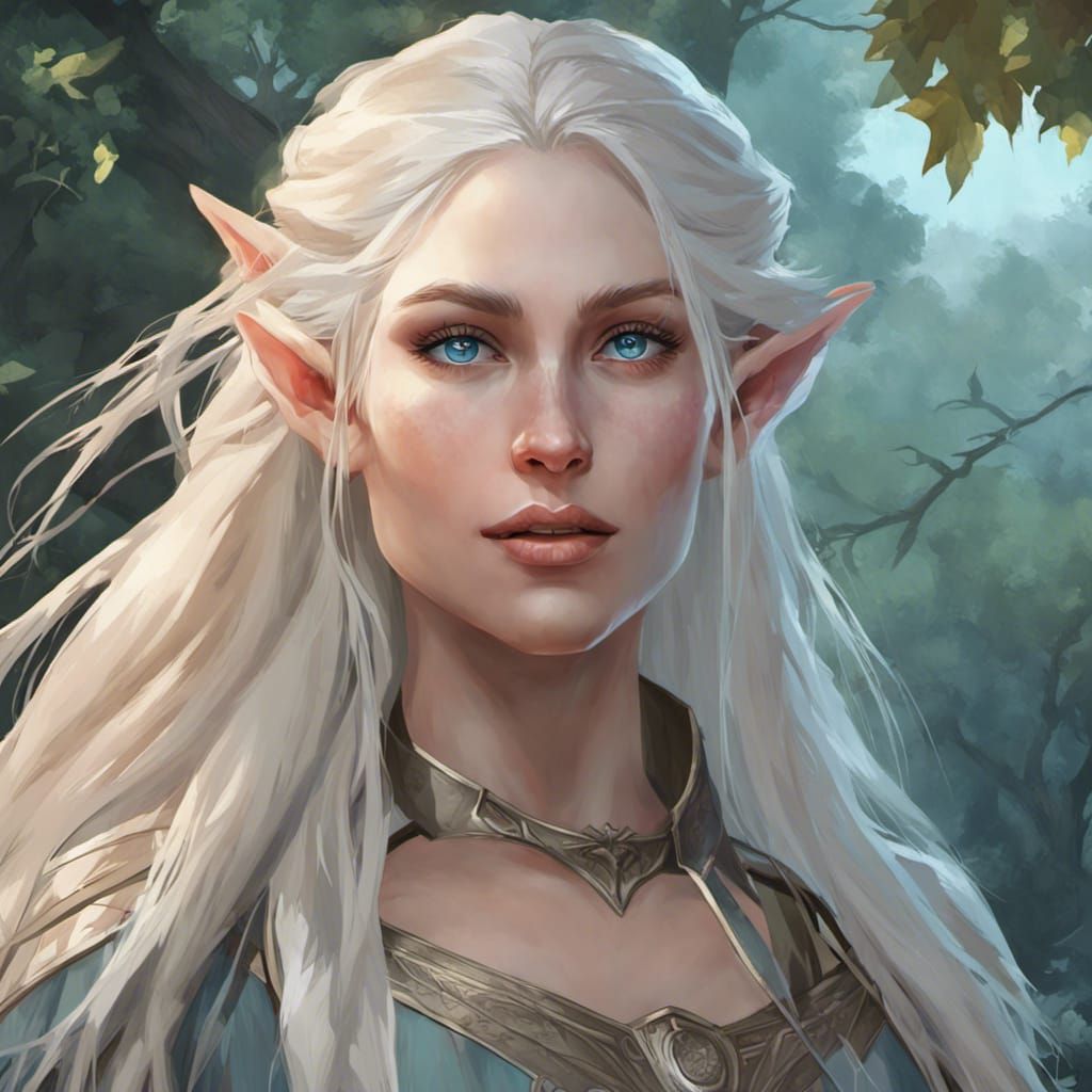 Arctic blooded elf, white hair and blue eyes.