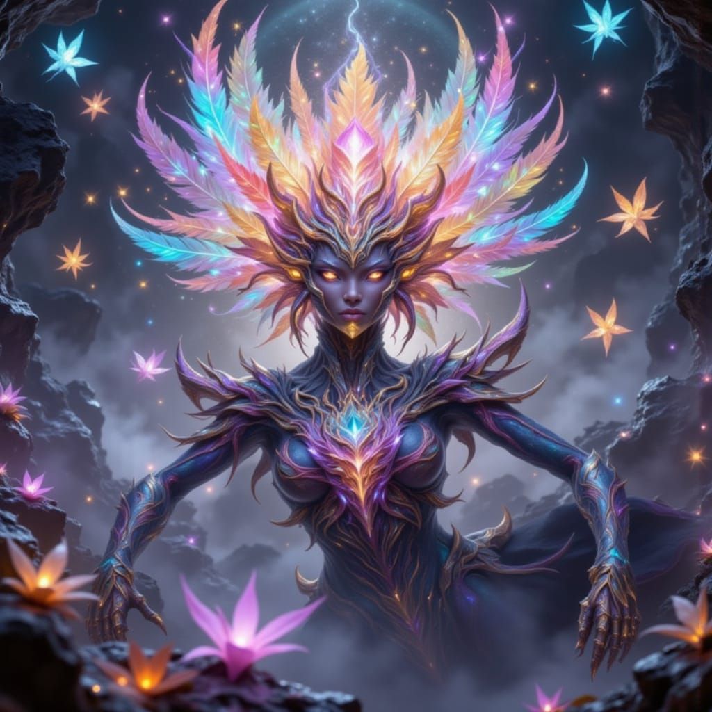 Fantasy Creature in Lush, Unreal Landscape