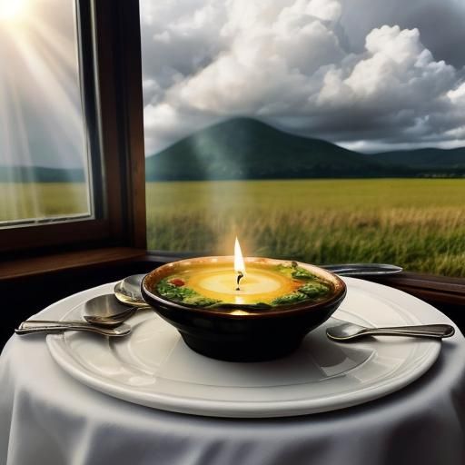 Escargot soup at a candle lit dinner