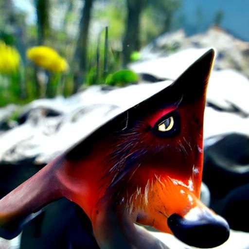 Fox Head in Baseball Cap: Detailed Fantasy Art