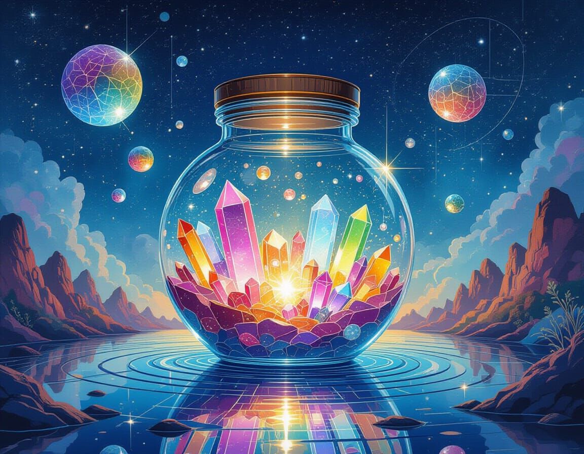 Fairycore Dreampunk Fractal Scenery in Aquarelle Style