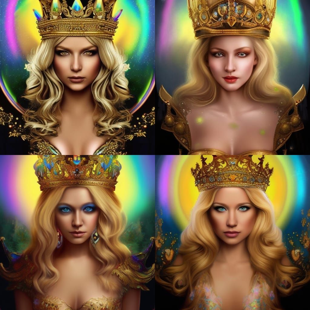 Blonde Princess with Rainbow in Detailed Matte Painting