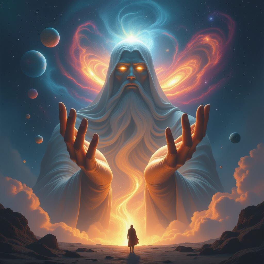 Celestial God Emerges from Cosmic Void