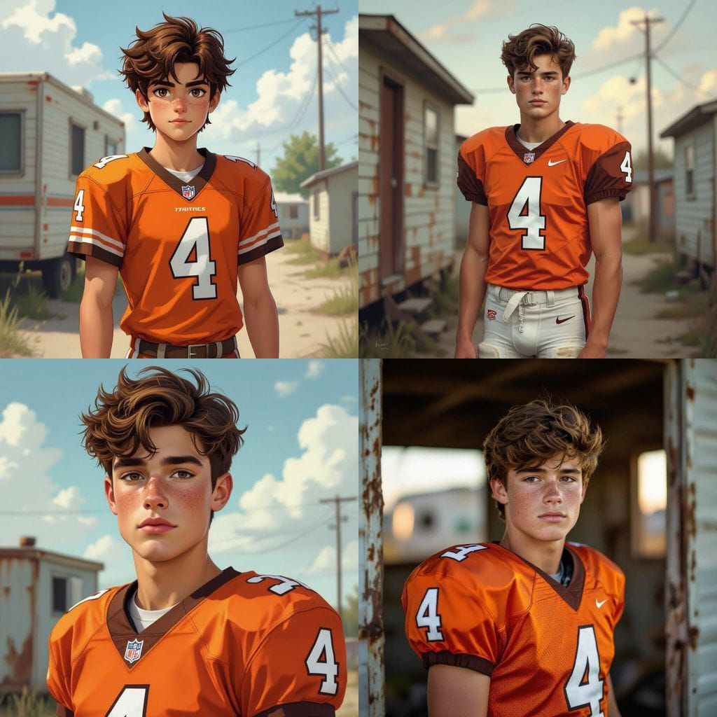 Handsome Football Player in Orange and Brown Jersey