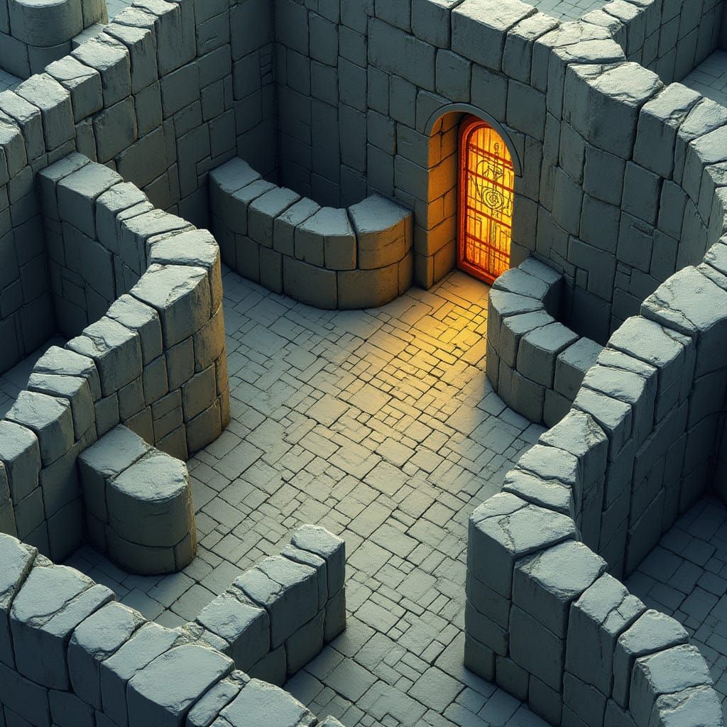 Distorted Hyperbolic Dungeon in Escher-Inspired Geometry