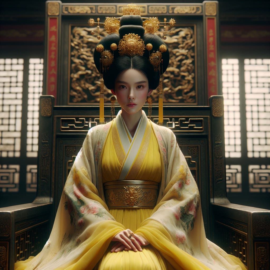 Chinese Earth Goddess in Regal Hanfu Attire