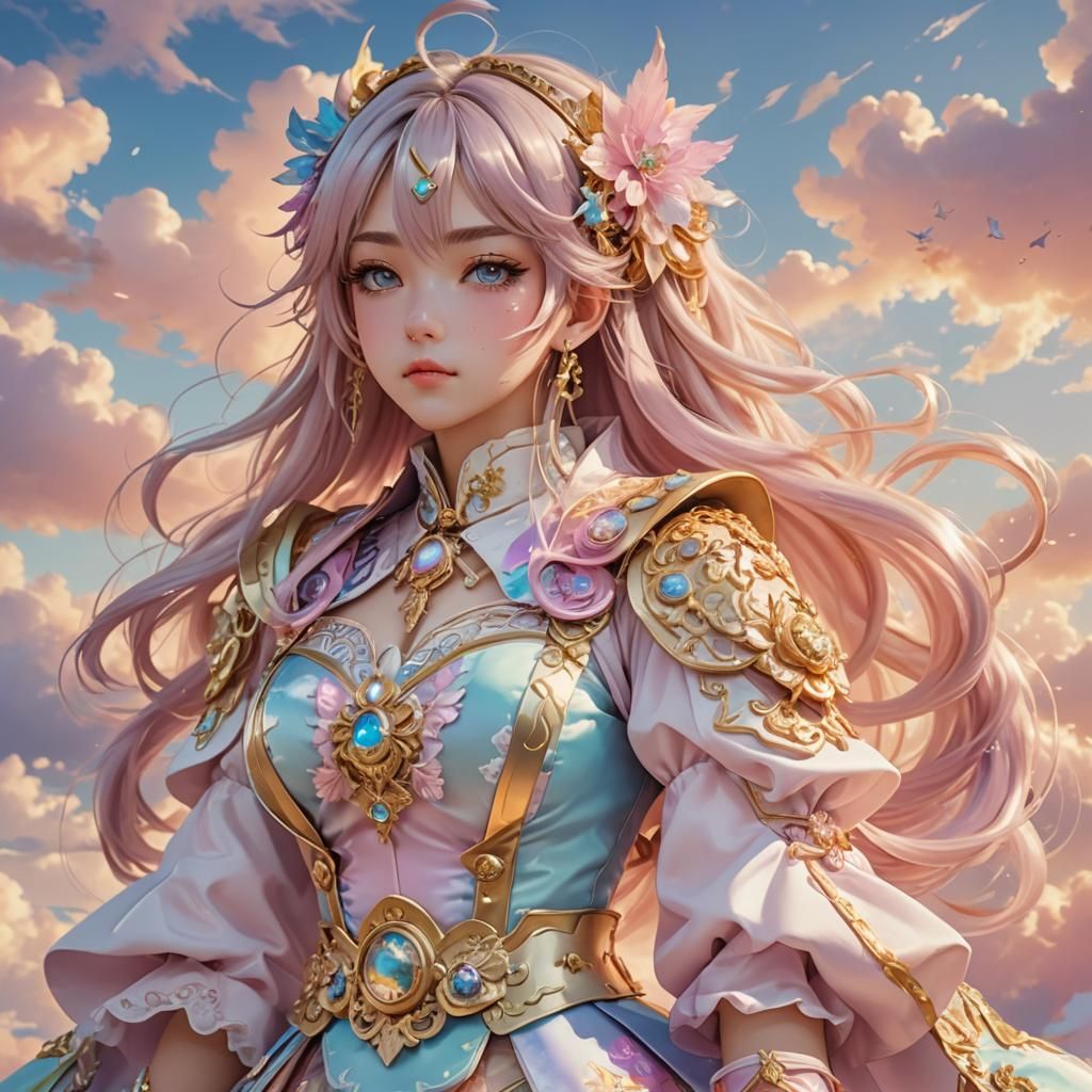 Anime Portrait of Lay Lay in Pastel Hued Clouds
