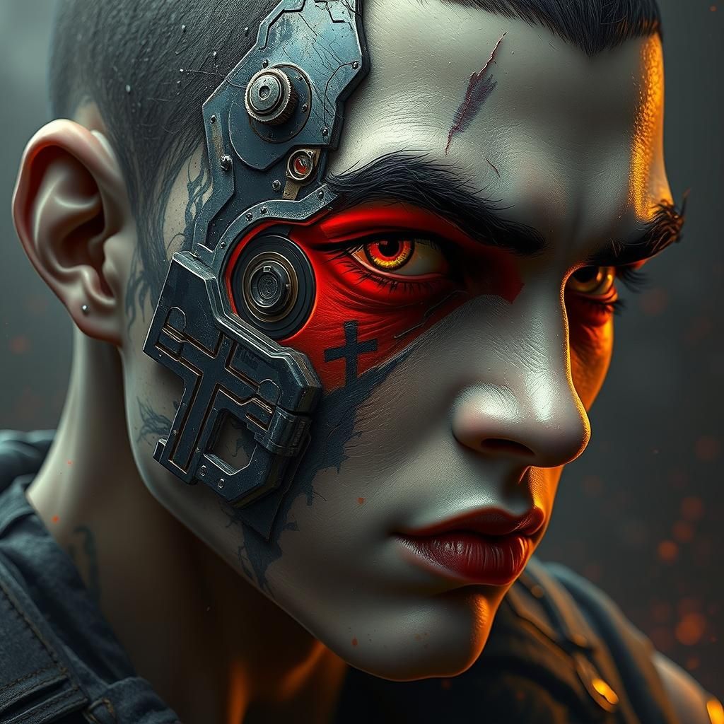 High-Contrast Portrait of Albino Woman in Sci-Fi Style