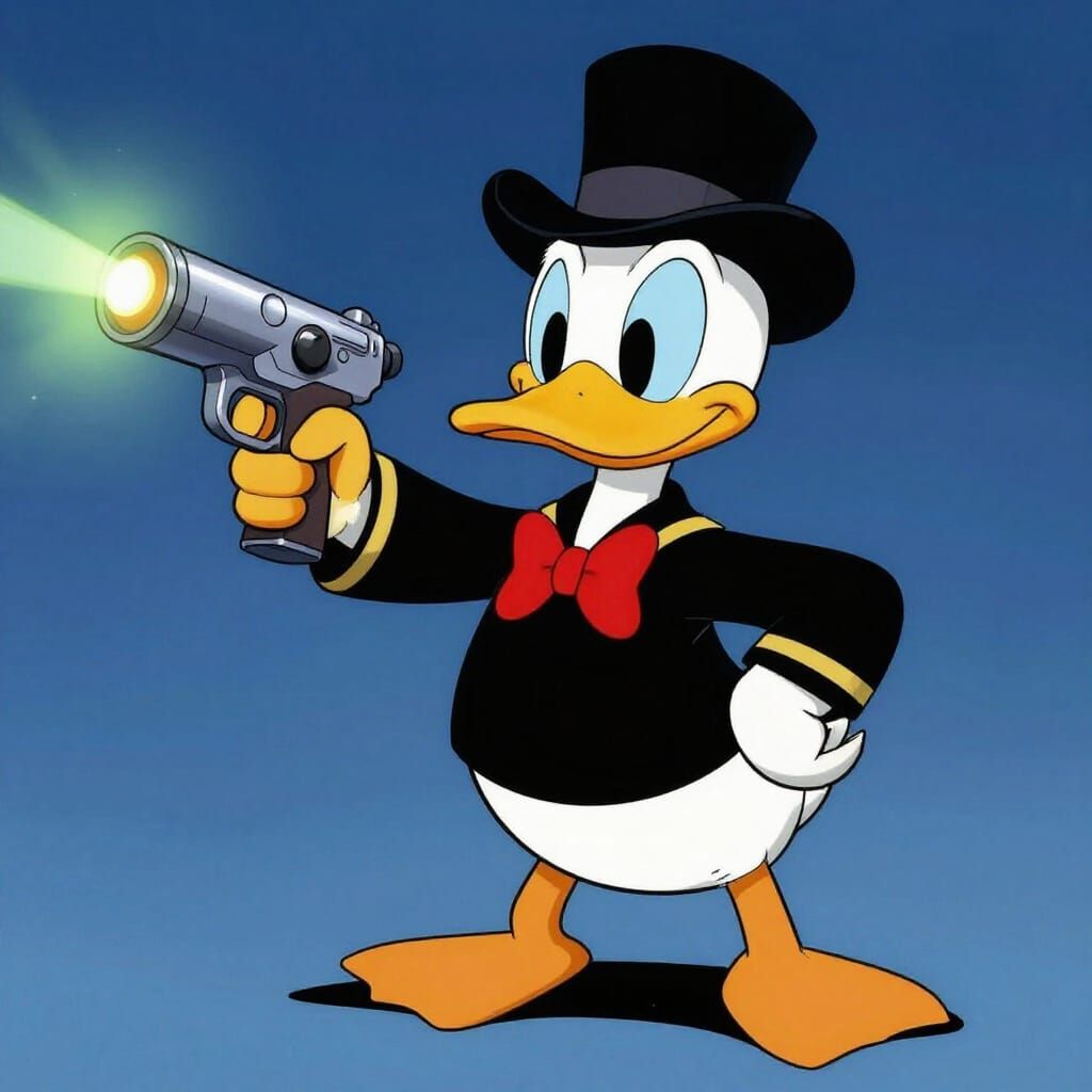 Darkwing Duck Holds Futuristic Ray Gun