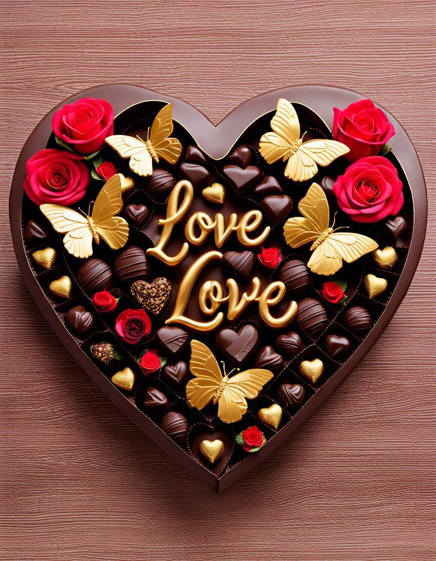 Valentine's Dark Chocolate Heart with Golden "LOVE"