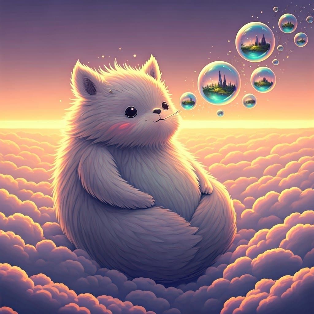 Surreal Cloud Creature in Lavender Dreamscape