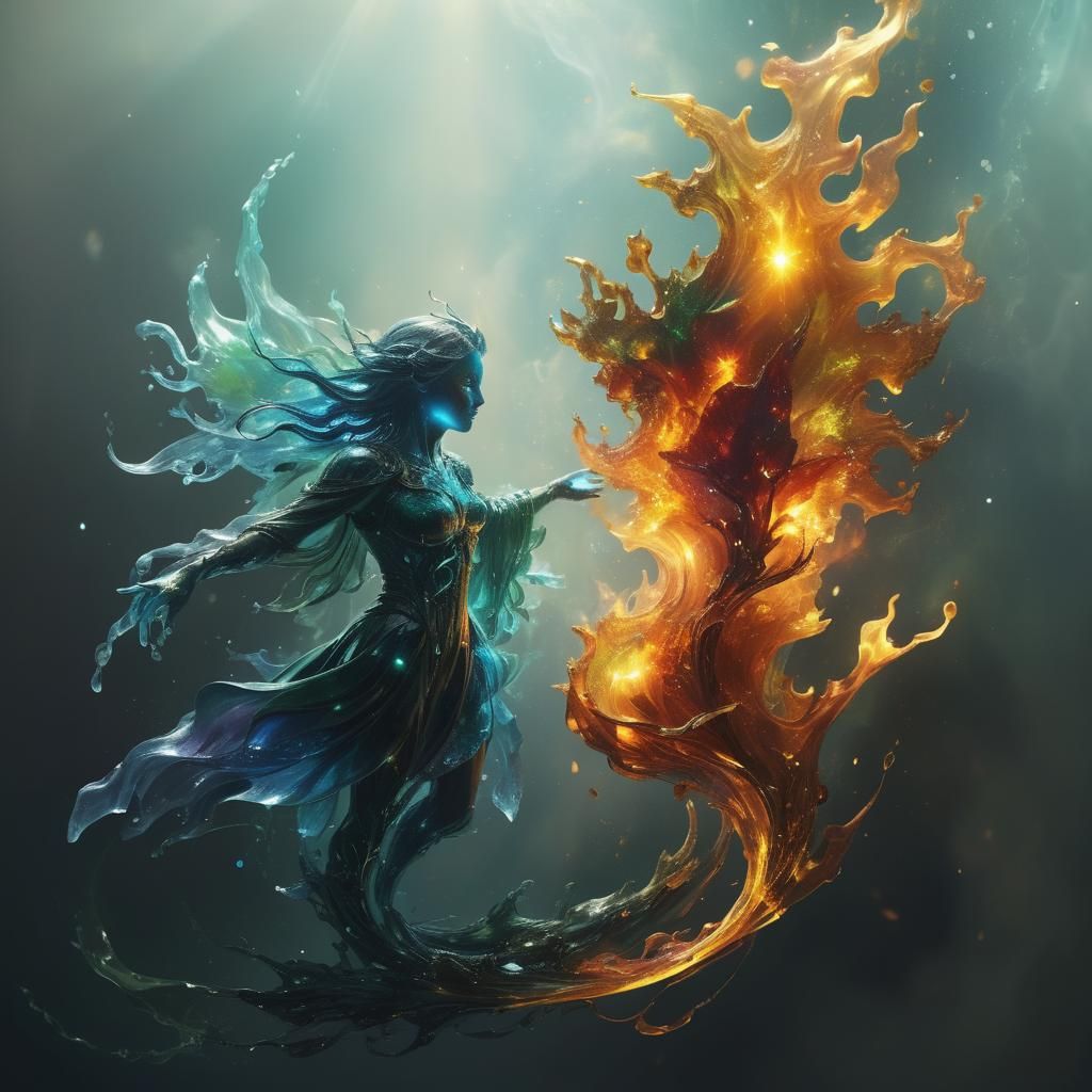 Fire Elemental Gemstone in Surreal Concept Art