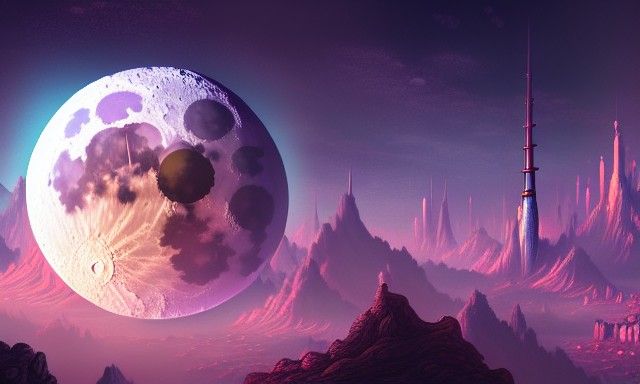 Fantastical Moon City Concept Art in Deep Color