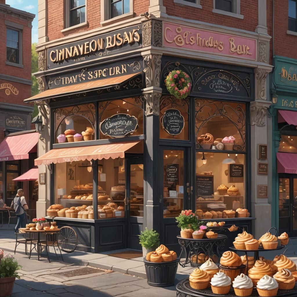Pastel Bakery Scene in Soft Focus with Hyper-Realistic Detai...
