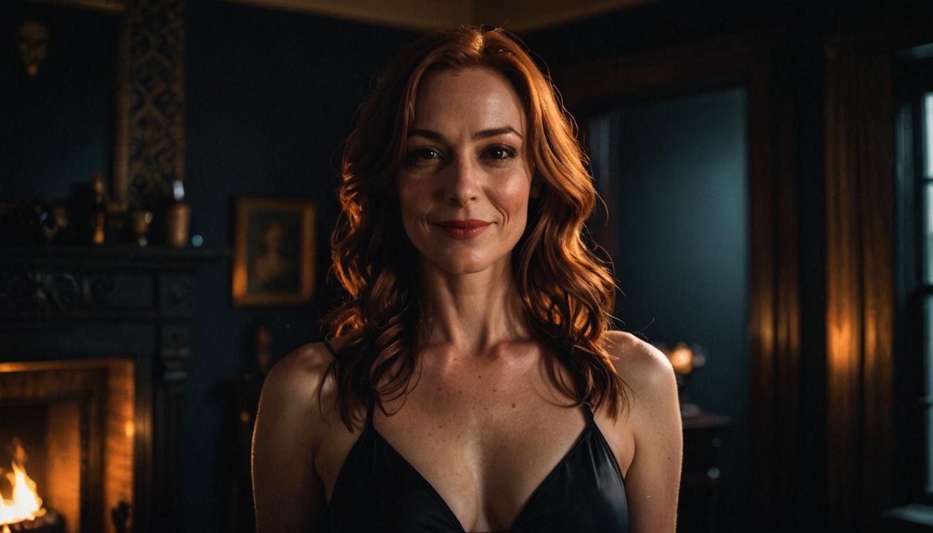 Noir Portrait of Woman in Gothic Bedroom