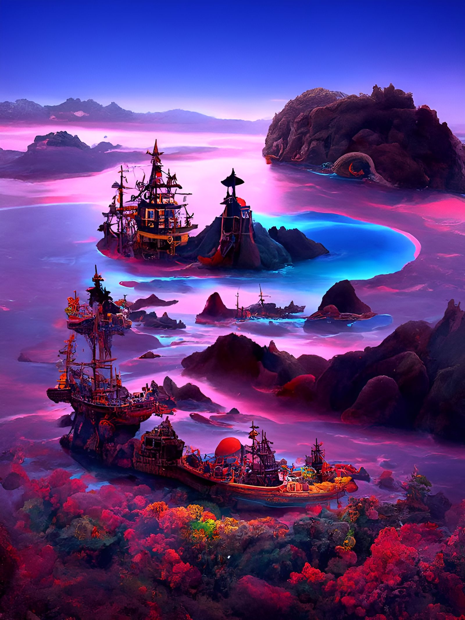 Mystical Pirate Island Treasure: Digital Painting