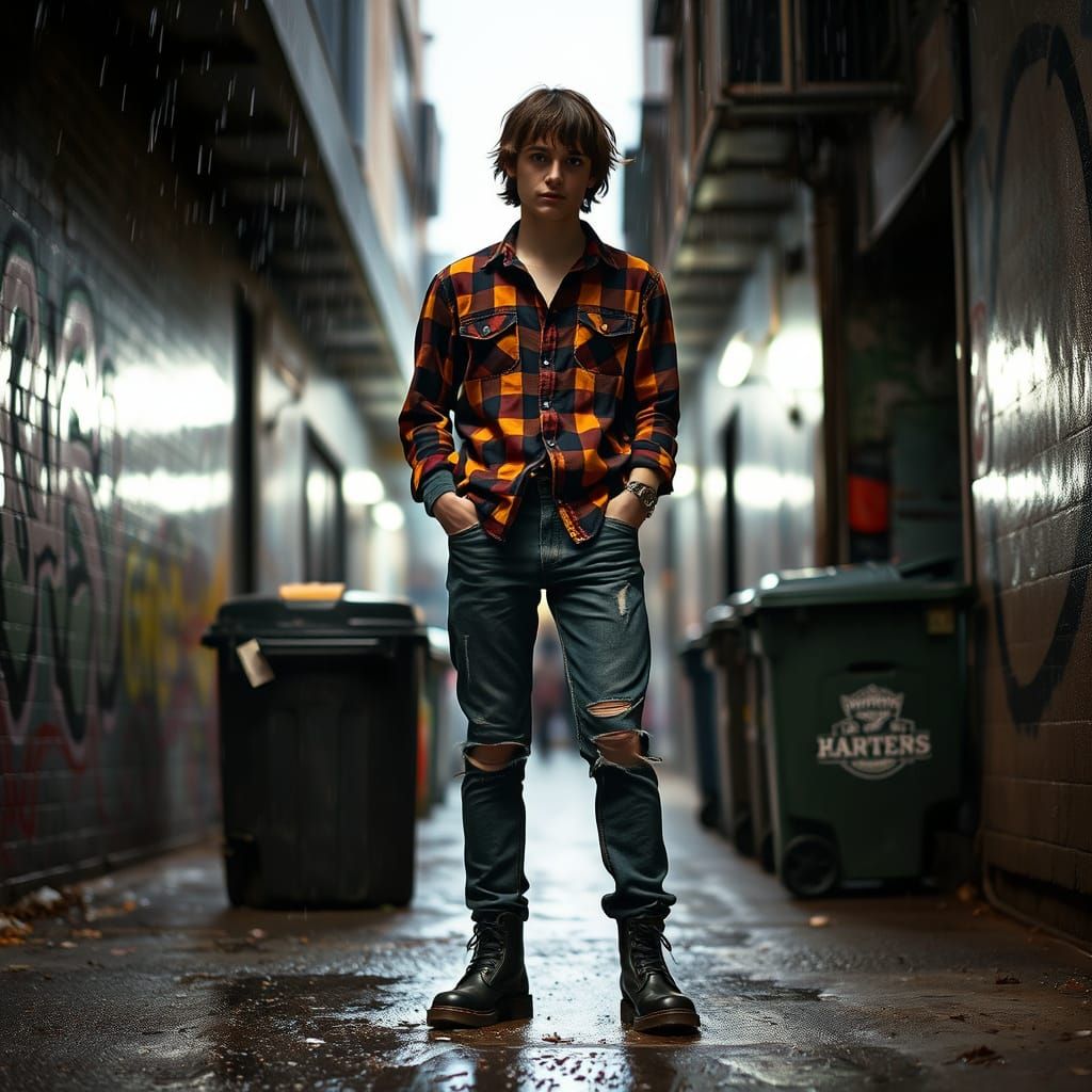 Grunge Icon in Moody Seattle Alleyway