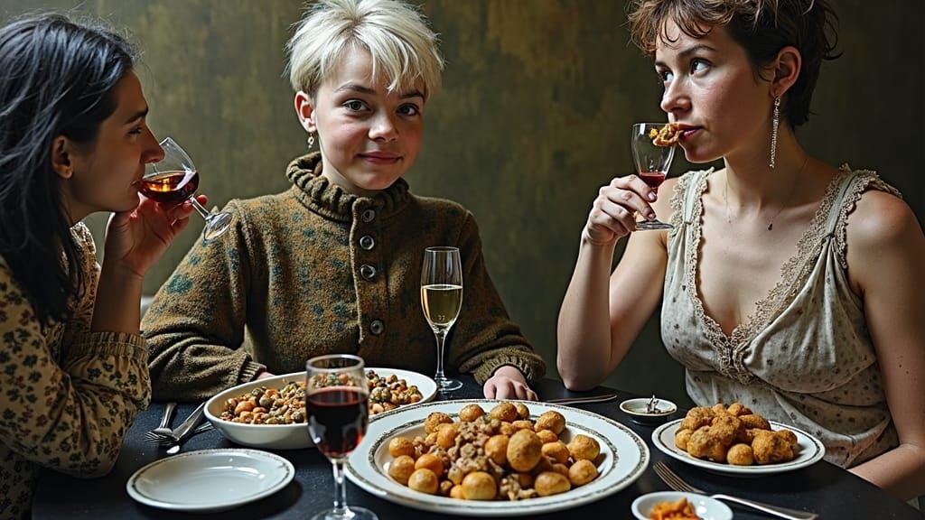 Alien Party: Hyperrealistic Rendition of a 20th Century Scen...