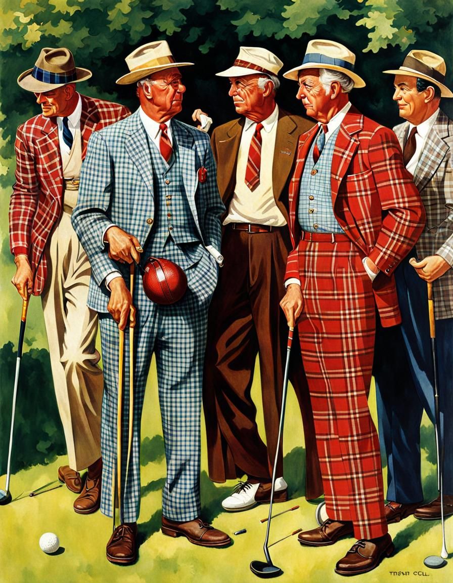 Vintage Golfers in Plaid Suits Poster Art