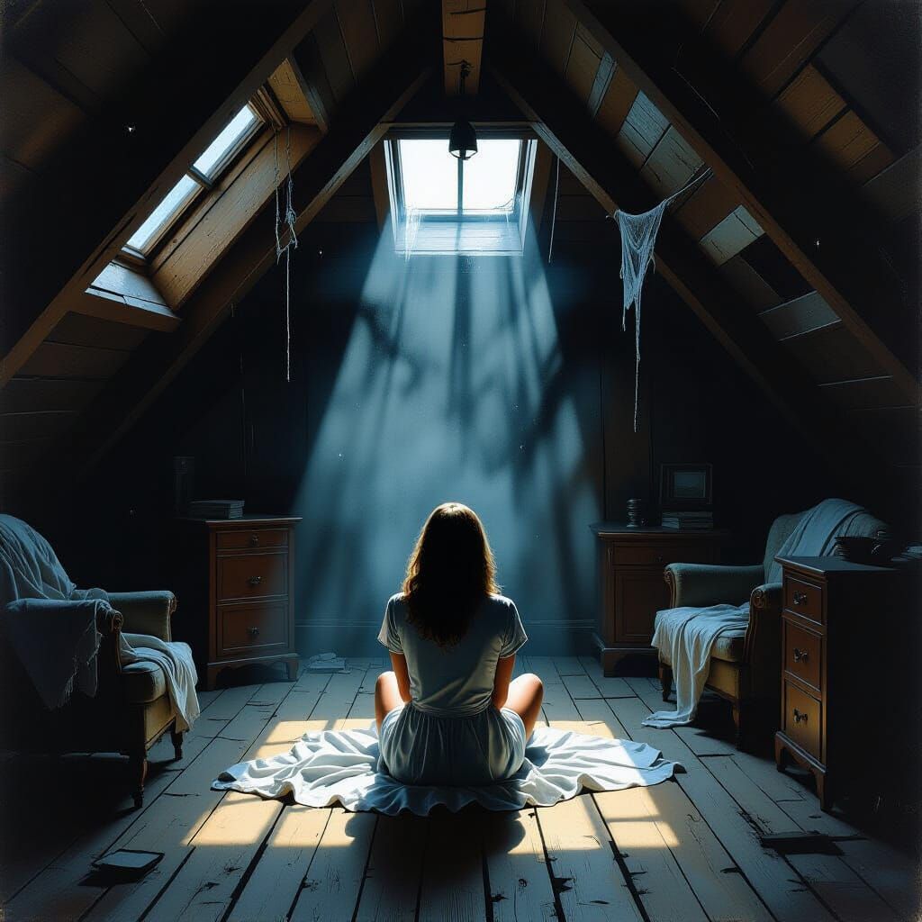 Attic Scene in Edward Hopper Style