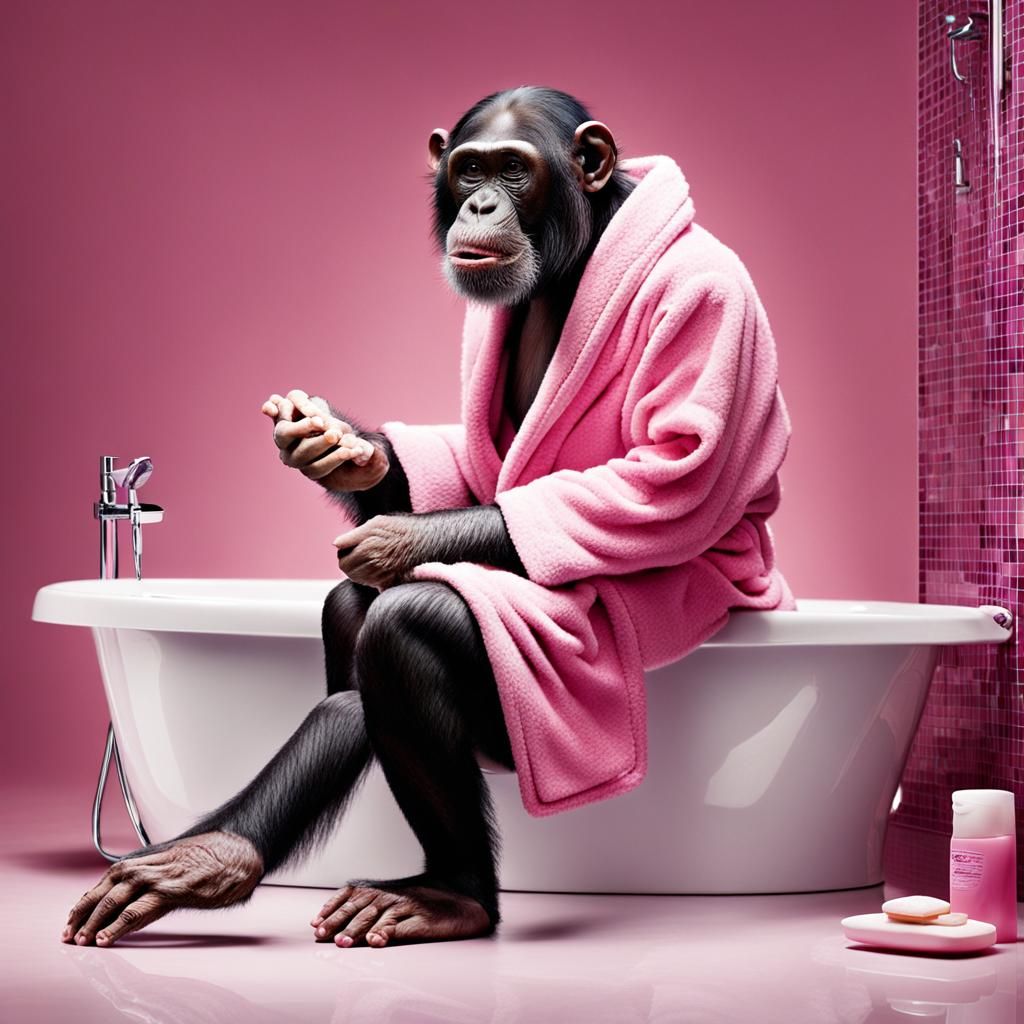 Chimpanzee's Bath Time: A Humorous Razor Ad