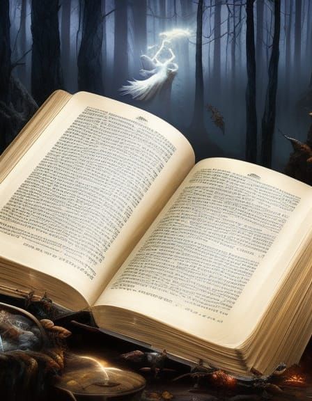 Ghost Emerges from Ancient Book, Digital Art