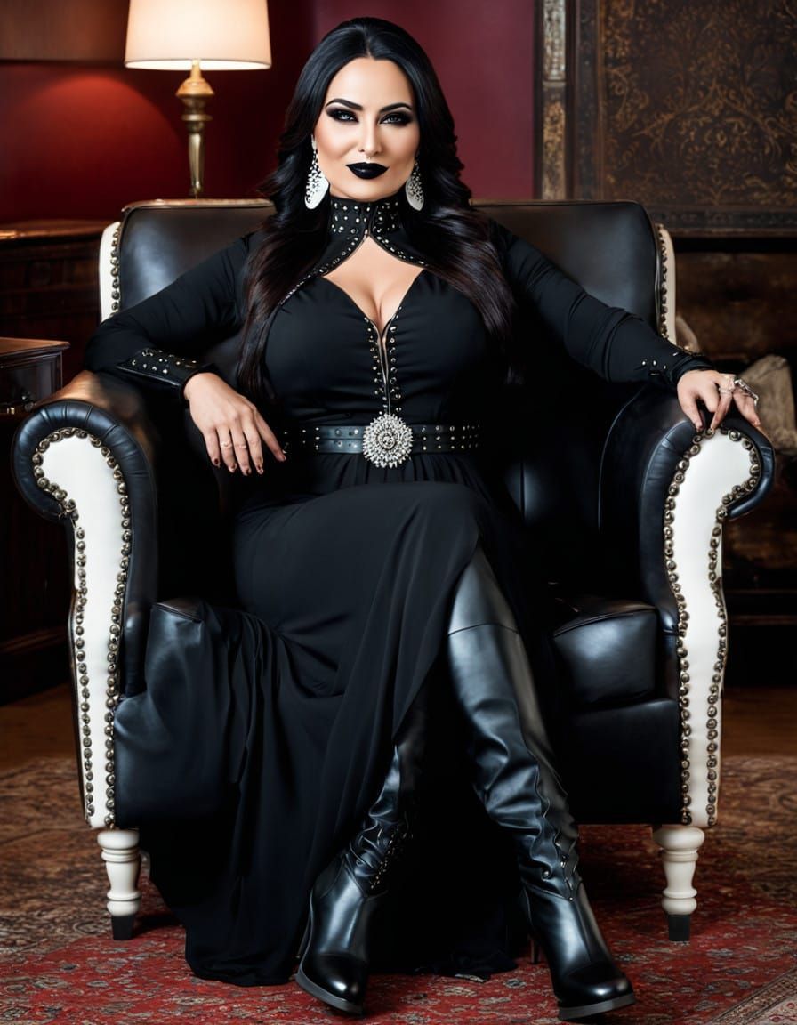 Gothic Middle Eastern Woman in Elegant Gothic Dress