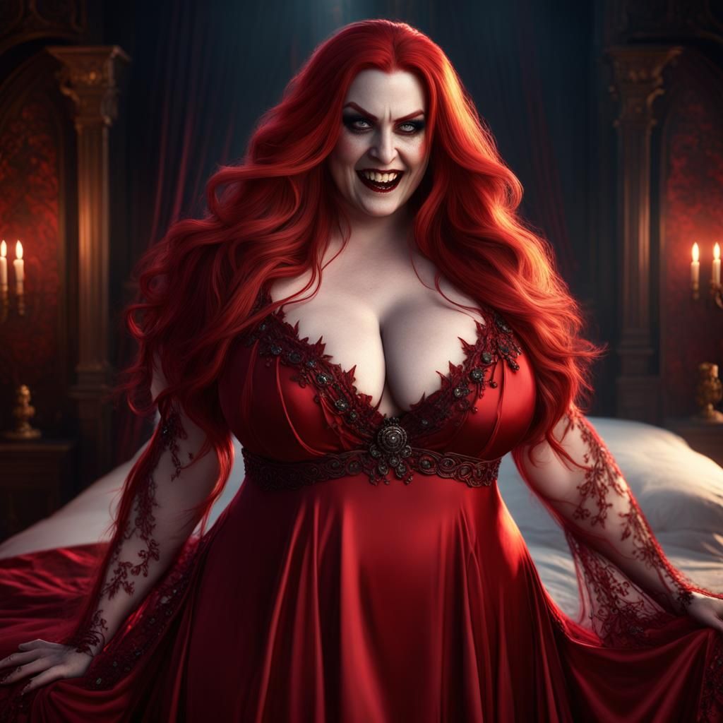 BBW Vampire Portrait in Detailed Matte Painting