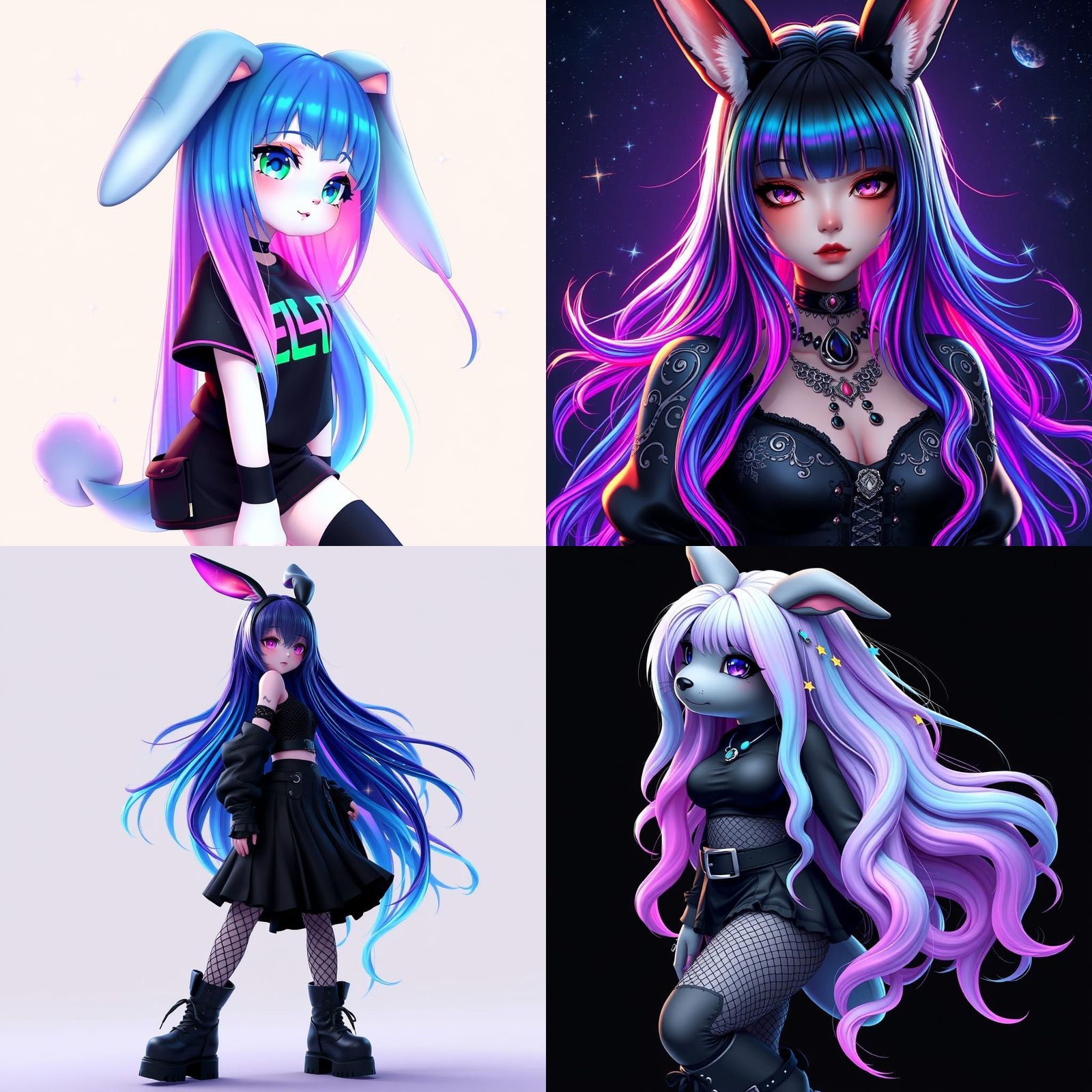 Anime Furry Seal-Bunny Girl in Space Colors
