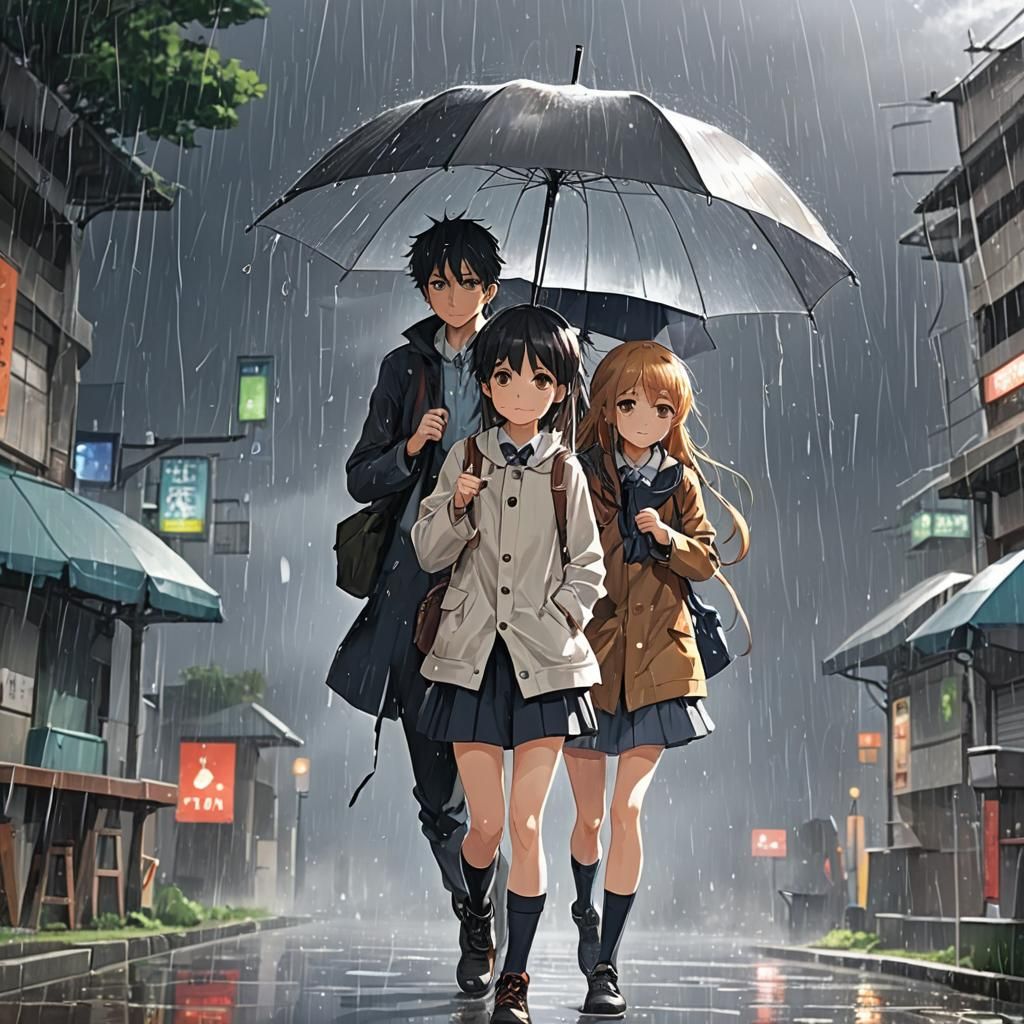 Anime Style Raining Scene