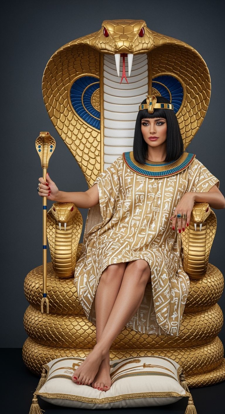Egyptian Queen on Cobra Throne, Professional Photography