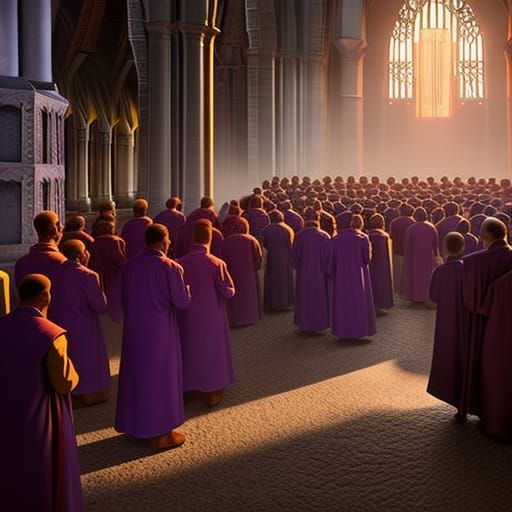 Monks Praying in Monastery: Dark Fantasy Concept Art