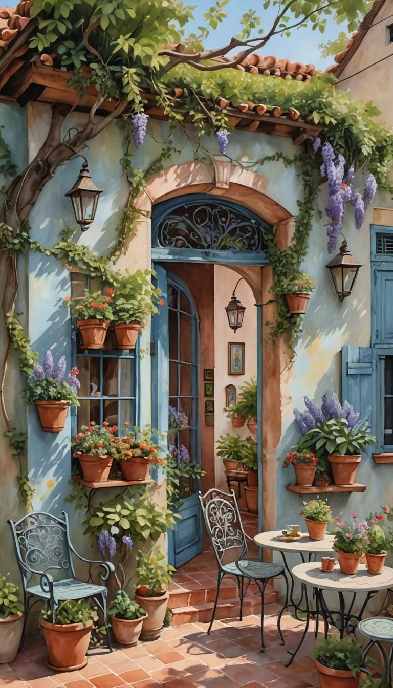 Charming Spanish House in Watercolor
