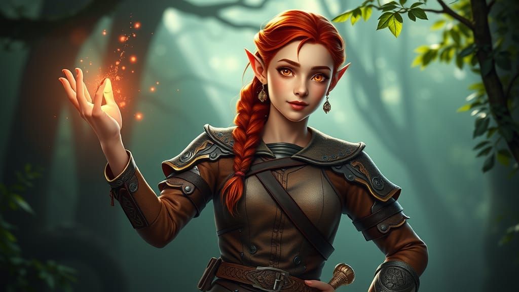 Wood-Elf Princess with Fey Charm in Forest