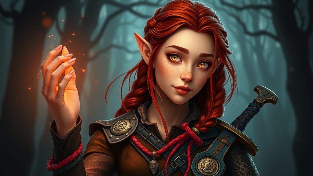 Ethereal Wood-Elf Princess with UV Magic in Misty Forest