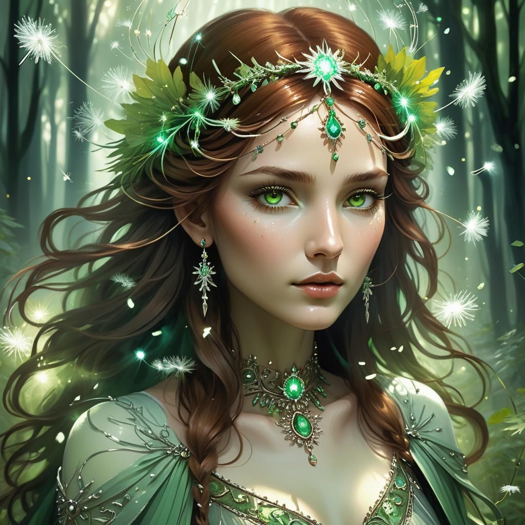 Ethereal Forest Queen with Dandelion Halo