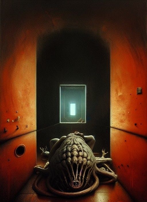 Grotesque Withered Brain in Surreal Horror Style