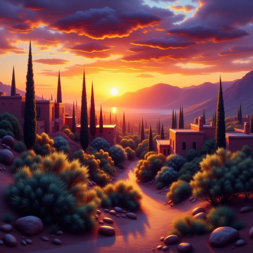 Warmth of Moroccan Village at Sunset
