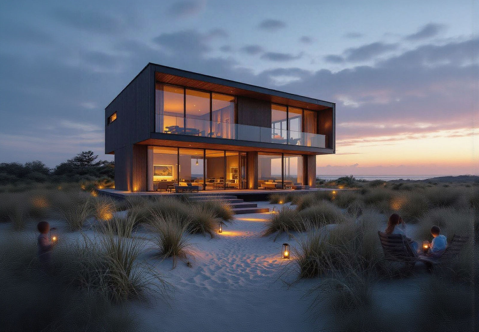 Sleek Beach House with Outdoor Living Spaces